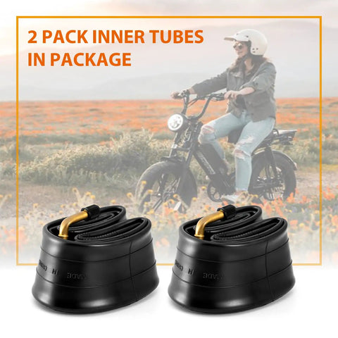 Rugged Heavy Duty 16x2.125 Inch E Bike Inner Tube With Bent Valve Stem For Replacement on 16x2.125 and 2.35 Tires, 2 Pack