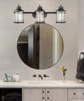 All In One Bathroom Set With Oil Rubbed Bronze 3 Light Vanity Fixture, Towel Bar And Ring, Robe Hook And Toilet Paper Holder