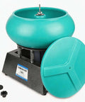 17-Inch Vibratory Tumbler Polisher For Jewelry And Metal Finishing, Stone Polishing Machine with leak-proof lid, front view