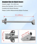 10 Inch Hatch Lid Support Spring In 316 Stainless Steel For Boats And Yachts, with measurements in inches and millimeters