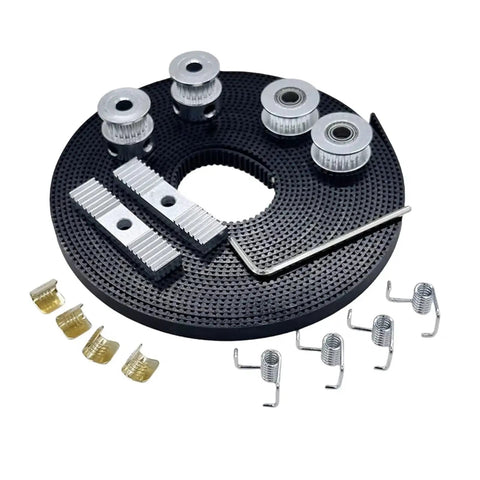 Universal 6MM Motorcycle Timing Belt Replacement Kit For DIY Repair Featuring Durable Rubber Drive Belts To Prevent Slipping And Ensure High Mileage Reliability Without Breaking The Bank On Factory Prices: black belt kit with pulleys and springs