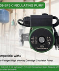 Premium 009-SF5 Recirculating Pump Keeps Your Home Happy With Slick 115V 1/8HP 3250 RPM Motor Churning Out 10 GPM Of Smooth Flow High Velocity Taco-Style Swap front view with flanged connections
