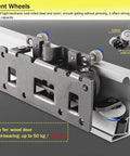 Trackless Invisible Sliding Ghost Door Kit With Soft Close Concealed Barn Door Hardware System showing nylon rollers and steel frame