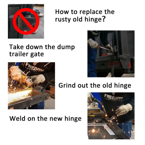 How to replace old hinges on a dump trailer using Heavy Duty Rock Solid Weld On Trailer Hinges Beast Grade Greaseable Strap Hinge.