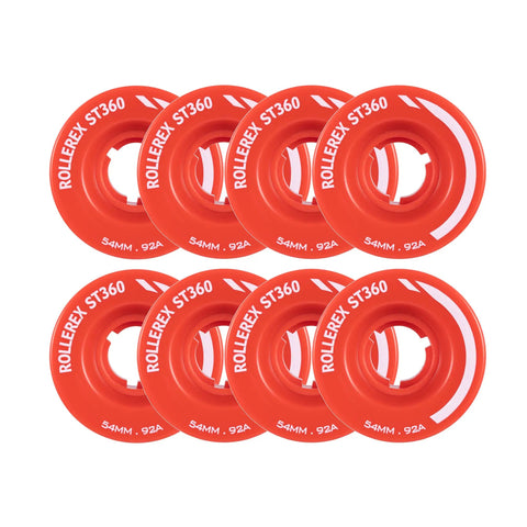 92A Quad Skate Wheels 54mm x 32mm 8-Pack For Indoor Outdoor Use High-Density Urethane Abrasion-Resistant Durable Replacement Wheels In Rocket Red Color Options Ready To Roll Smooth Ride.