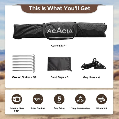 Included accessories for Instant Setup Pop Up Camping Tent For 4 To 8 People Lightweight Yet Durable Wind Resistant UPF 50 Plus.