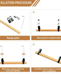 Installation steps for Adjustable Wood Cabinet Hardware Handles Pack Of 6 Unfinished DIY Pulls with accessories and assembly guide.