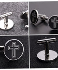 Premium Titanium Steel Cross Cufflinks For Men Set Durable And Polished Decorative Shirt Fasteners Ideal For Formal Or Casual Wear Classic Fashion Accessory 1 Pair