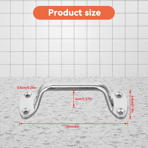 Rock Solid 6Inch Stainless Steel Bath Grab Bar Shower Safety Handles Heavy Duty Non Slip Handrails For Seniors Accessible 6 inch durable stainless steel handle size 15cm x 4cm.