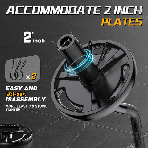 Heavy Duty Chrome Curl Barbell Bar 2 Inch 47 Inch for Weight Lifting Home Gym Strength Training with Spring Collars close-up