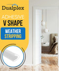 V Shape Weather Strip Adhesive Seal For Doors Foam Weatherstripping Door Seal For Frame Side Jamb And Bottom Groove Gap Filler Soundproof Insulation White Size One Half Inch By One Half Inch By Twenty Six Feet