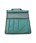 Foldable Garden Kneeler With Tool Pouch And Multiple Pockets showing green pouch with mesh pocket, part of Portable Kneeling Stool Bench