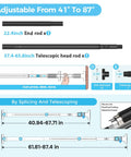 Diagram of No-Drill Adjustable Tension Curtain Rod For 41-86 Inch Windows showing parts, sizes, and assembly instructions.