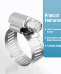All Purpose Hose Clamps Kit For Plumbing, Automotive And Mechanical Projects, Heavy Duty Adjustable Worm Gear Clamps In 0.25 To 2 Inches