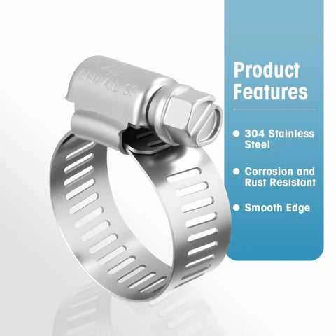 All Purpose Hose Clamps Kit For Plumbing, Automotive And Mechanical Projects, Heavy Duty Adjustable Worm Gear Clamps In 0.25 To 2 Inches