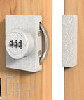 Solid Keyless Cabinet Lock With Three Digit Combo For Sliding Doors And Drawers Featuring Anti Pry Bar And No Sweat Install White Finish.