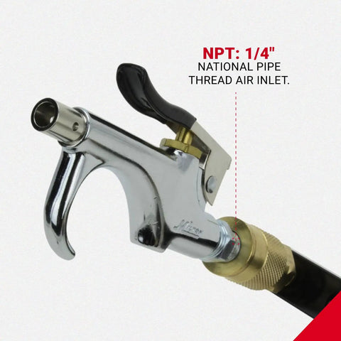 Quarter Inch Npt Lever Blow Gun With Rubber Tip And Safety Nozzles for precision air flow and tight space cleanup.