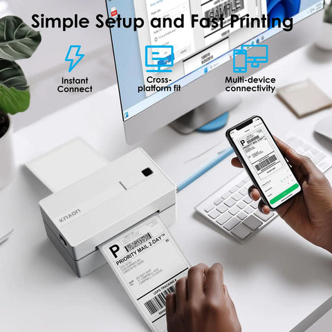 No Sweat Portable Bluetooth Thermal Shipping Label Printer For Hustling Merchants Fast Wireless printing label from smartphone.