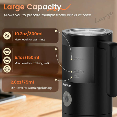 Image of 4-In-1 Electric Milk Frother And Steamer For Home Barista Vibes With Hot Dense Foam And Cold Foam Makes Lattes