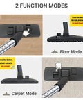 One And One Quarter Inch Vacuum Floor Brush With Two In One Head For Hard Floors And Carpets, Includes 35mm Adapter And Mini Clean Brush, Fits Hoover Eureka Rainbow Shop Vac Bissell Kenmore And Most Brands showing floor and carpet modes with button control.