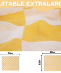 Versatile Turkish Cotton Picnic Blanket For Beach Park And Grass Large Outdoor Mat For Road Trips RV Camping Glamping Travel Essentials Backyard Lounging Cozy Soft Quick Dry All Season Must Have with yellow and white checker pattern