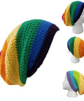 Colorful Rainbow Striped Knit Beanie For Women Cozy Warm Hat For Outdoor Adventures Travel Camping Hiking Skiing