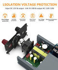 Beast 1000W Pure Sine Wave Inverter with dual USB ports and voltage protection components, displayed open with cooling fan