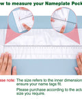 Diagram illustrating how to measure Upgraded Transparent Nameplate Pockets With Self Adhesive Back 12.4 By 4.5 Inch Clear Plastic View Name Tag Sleeves.