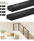 Kickass Black Stainless Steel Handrail For Cable Railing System 6 Foot 6 Inch Length Two Pack, featuring two matte black rails and nylon caps.