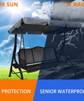 Heavy Duty Patio Swing Canopy Replacement Cover For 3 Seater Porch Swing, showcasing UV and waterproof protection features
