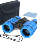 Kids Binoculars Set For Outdoor Explorers With 4x30 Optics, Carrying Bag, Neck Straps And Lens Cloth, Totally The Best Gift For Ages 3 To 12, blue binoculars with case and strap