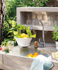 Outdoor Kitchen Sink Faucet, 360 Degree Rotatable, Deck Mounted, Single Hole, Single Handle Cold Water Tap With Flexible Neck
