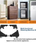 Adjustable Appliance Dolly Base With Four Locking Casters For Moving Washers Dryers Mini Fridges And Storage Units, multi-functional stand with wheels