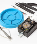 Two Pack Watch Movement Dust Covers With Five Slot Tray Storage Box For Organizing Small Parts Screws Fittings And Components