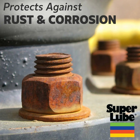Rusty bolt on machinery demonstrating the need for Go-To All Purpose Synthetic Oil For Heavy-Duty Industrial Equipment With Syncolon.