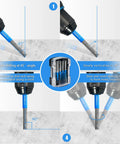 Instructional diagram showing 5-Piece Diamond Drill Bit Set For Tile And Stone usage at different angles on a tiled surface.