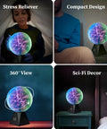 8 Inch Plasma Ball Lamp With Multicolor Nebula Lights and Thunder Lightning Effects Interactive Touch Responsive Glass Globe