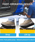 Air Hydraulic Foot Pump For Bead Breaker, 10,000 PSI Heavy Duty Auto Shop Tool, foot-operated pedal control shown in use