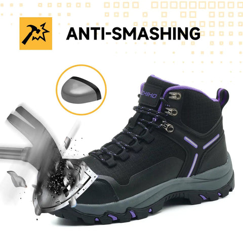 Waterproof Steel Toe Work Boots For Women With Wide Width, Non Slip And Lightweight Design, Slip Resistant Safety Shoes