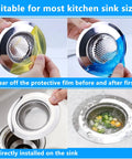 Set Of Two Sink Drain Strainers Keeping Your Pipes Free Of Nasty Gunk While Trapping Messy Hairballs So You Can Kick Clogs To The Curb Featuring A Deep Basket Fit For Bath Or Kitchen Basin, showing installation steps.