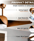 52 Inch Ceiling Fan With Lights And Remote 3 Blade Modern Quiet Reversible Ceiling Fan For Patio Living Room And Bedroom Sleek Brown Blade Design Easy Style Upgrade For Any Space, ceiling fan with brown blades and LED light kit