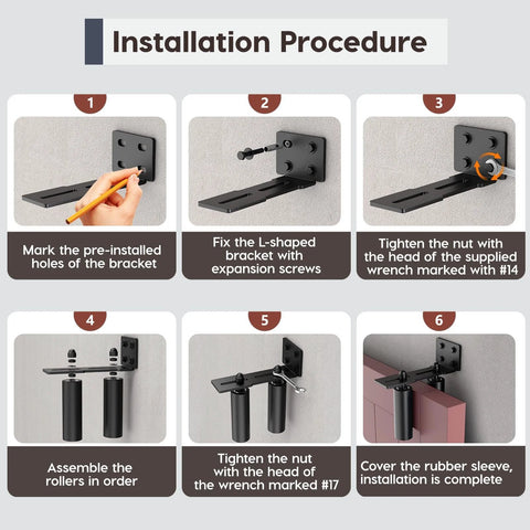 Installation steps for Heavy Duty Slide Gate Roller Guide With L Rear Post Steel Bracket And Sliding Gate Hardware Kit Support Assembly For Sliding Rolling Garage Wood Fence Doors 6 Inch Black 2 Pieces For Long Lasting Performance.