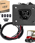 Premium 48V Delta Q Charger Receptacle Socket For Electric Golf Cart with wiring harness and installation hardware.