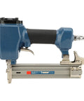 Pro Grade Cast Aluminum Air Brad Nailer For Woodworking And Ceiling Trim side view showcasing the rugged design and smooth grip.
