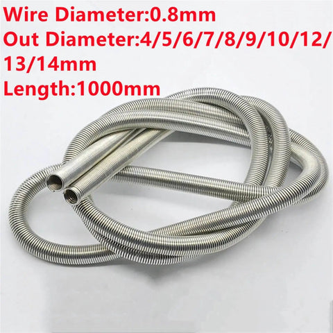 Stainless Steel Tension Extension Spring Kit 0.8mm Wire Diameter 4 To 14mm Outer Diameter 1000mm Length One Meter Long Extension Springs