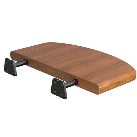 Eight Pack Six Inch Hidden Floating Shelf Brackets Heavy Duty Invisible Wall Bracket Supports Black Powder Coated Solid Steel mounted with a wood shelf.