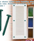 Top Shelf Sixty Pack 3 Inch Vinyl Shutter Fasteners Heavy Duty Exterior Window Panel Pegs And Spike Anchors For Wood Aluminum Shutters displayed next to a window.