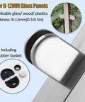 Super Heavy Duty Stainless Steel Glass Railing Baluster Post Clamp For Decks Patios And Balconies showing details and rubber gasket.