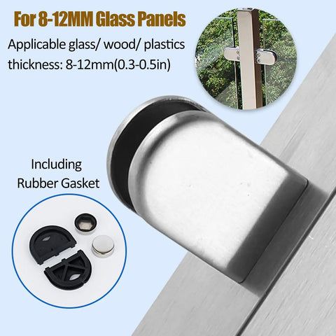 Super Heavy Duty Stainless Steel Glass Railing Baluster Post Clamp For Decks Patios And Balconies showing details and rubber gasket.