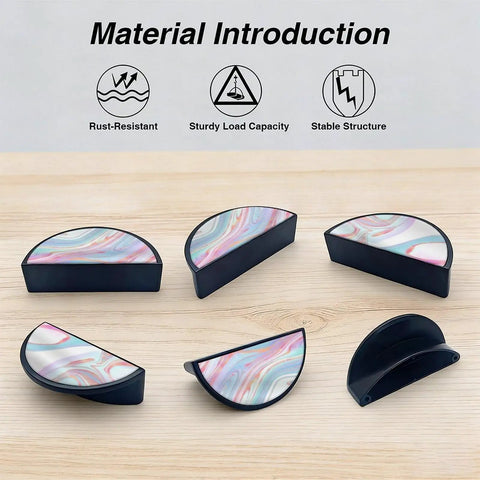 2 Pack Marble Pattern Cabinet Pulls With Fluid Texture Finish 3 Inch Center To Center Black Semicircle Drawer Handles showcased